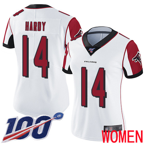 Atlanta Falcons Limited White Women Justin Hardy Road Jersey NFL Football #14 100th Season Vapor Untouchable
